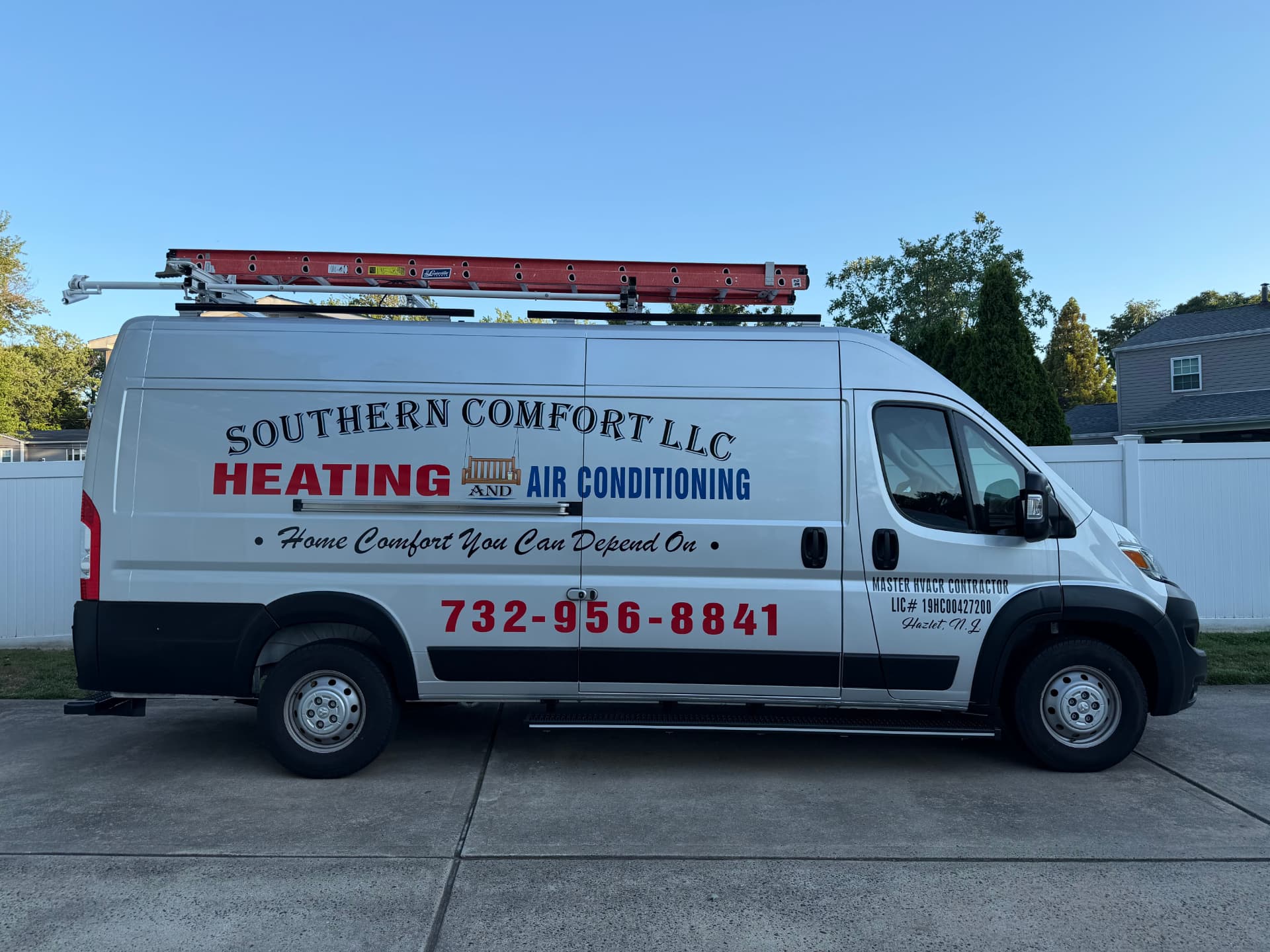 Southern Comfort LLC Heating and Air Conditioning service van in Hazlet, NJ